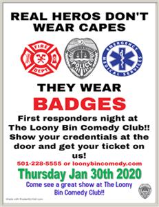 First Responder Night Little Rock Jan 30th 2020